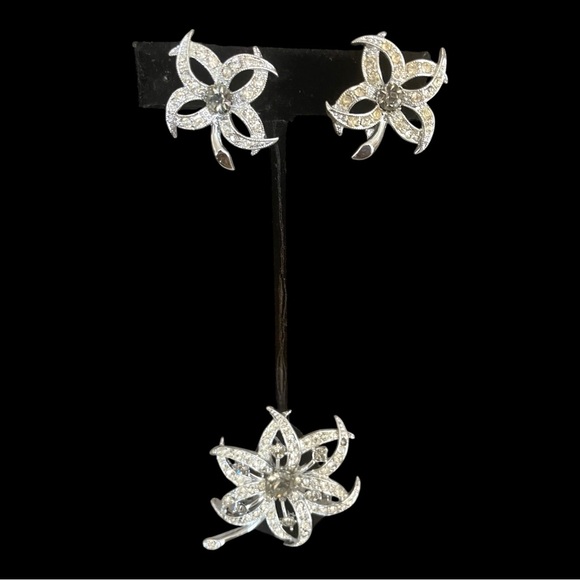 Sarah Coventry Vintage Set, Brooch & Earrings, "Evening Star", 1966, Starburst. - Picture 4 of 8